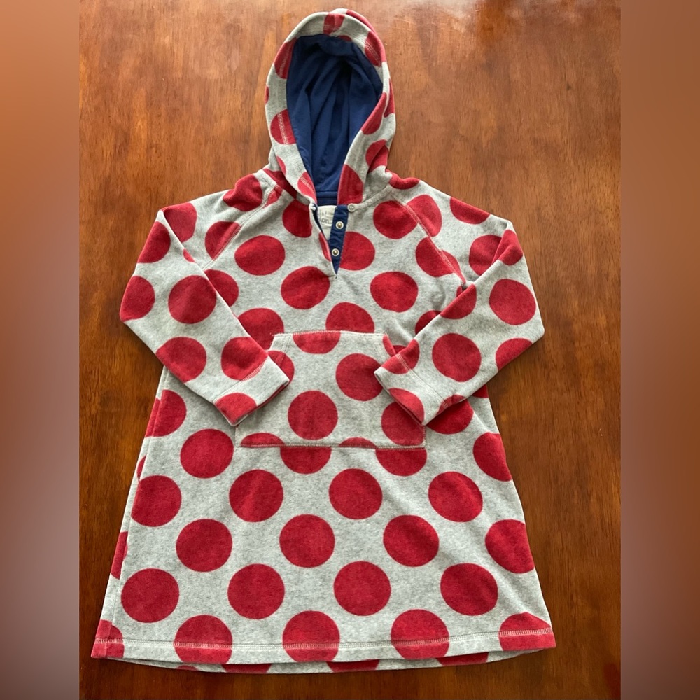 VGUC Mini Boden Hooded Swim Cover Up - Gray with Red Polka Dots